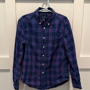 Boys Ralph Lauren Men's Navy & Red Plaid Button-Down Shirt size 8